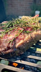 delicious grilled Argentinian beef T Bone marinated with  Bio-rosemary, close up