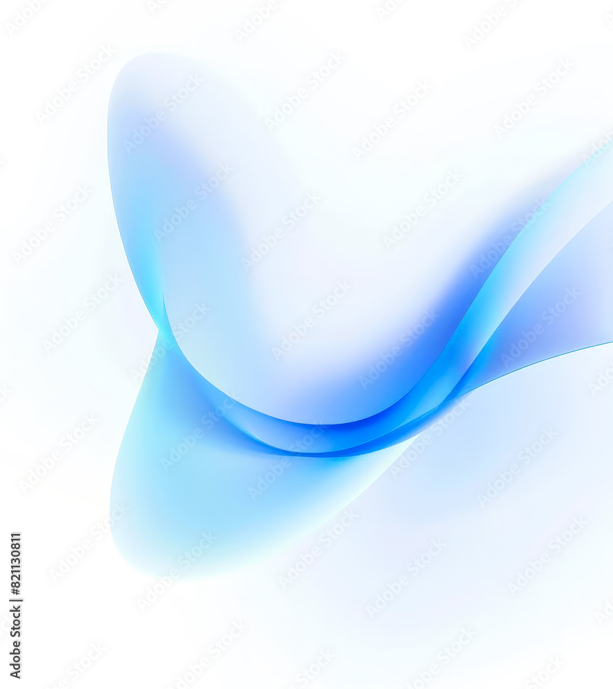 Poster Abstract blue curved shape on a white background, with a simple and minimalistic style