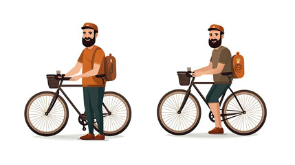 Naklejka premium Man with bicycle isolated on pure white background