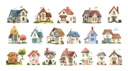 Obraz premium Charming Storybook Cottages and Fairytale Dwellings in Quaint Historic European Village Collection