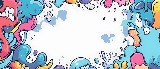 Colorful abstract doodle page border design with blank space for mock up message background of business theme concept