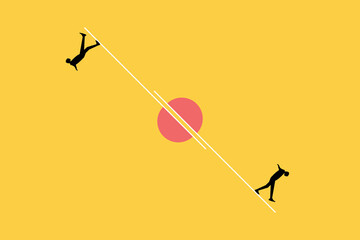 Businessman standing on different side. concept of different opinion, direction, disagreement, miscommunication and risk. 2