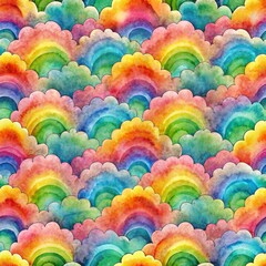 Obraz premium Watercolor rainbow in seamless pattern