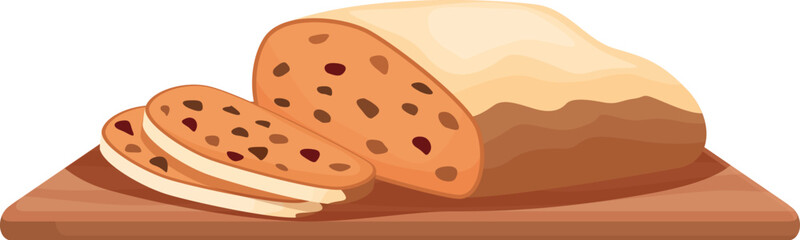 Illustration of sliced bread on a board, perfect for bakery themes
