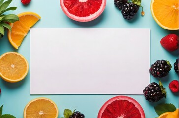 Top view Summer fruits frame with copy space 