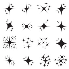 Star vector icon set. Star sparkle symbols. Stars collection. Sparkle vector icons. on white background.