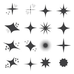 Star vector icon set. Star sparkle symbols. Stars collection. Sparkle vector icons. Vector. EPS 10.