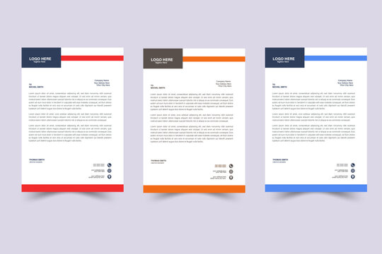 corporate LetterHead ,bundle of  three tamplate with different colour.