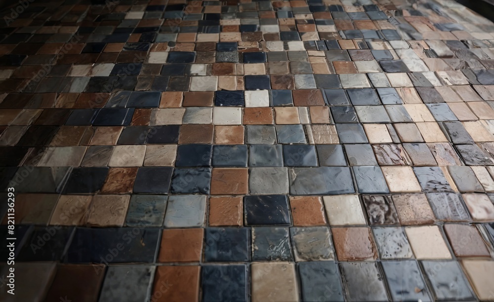 Aufkleber a tile floor with a variety of colors and patterns