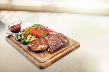 Roasted sliced pork grilled meat