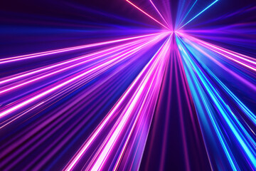 Glowing motion blur neon speed lines on a dark background, abstract futuristic laser electronic backdrop, techno sci-fi game, virtual reality banner