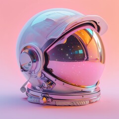 Fototapeta premium Vintage Astronaut Helmets in Retrowave Pastel Colors