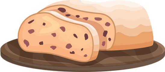 Vector illustration of delicious raisin bread on a wooden cutting board