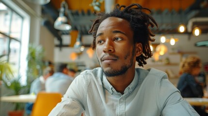Fototapeta premium Stylish African-American Man with Beard and Glasses in Urban Setting. Generative ai