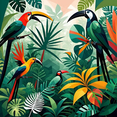 Exotic rain forest wallpaper design
