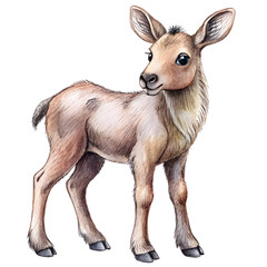 Fototapeta premium Hand-Drawn Baby Moose Isolated on TransparentBackground - Cute Animal Illustration