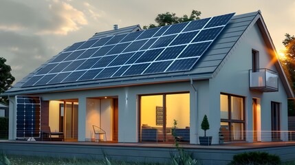 Fototapeta premium Solar-Powered Home: A House Harnessing the Power of the Sun for Energy Independence