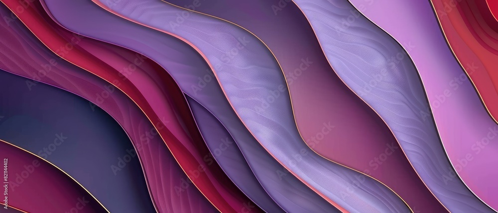 Aufkleber 3d landscape paper cut style curved shapes with gradients blank space abstract geometric lines patte