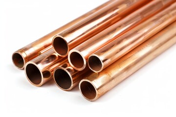 Fototapeta premium Copper pipes on white background