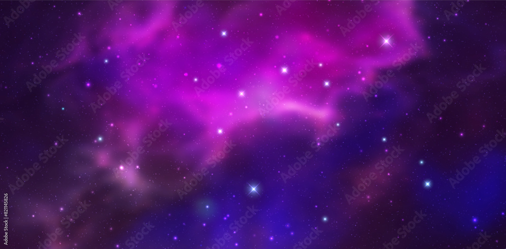 Wall mural space vector background with realistic nebula and shining stars