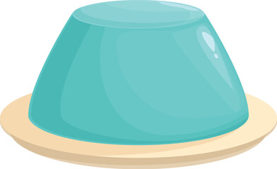 Brightly colored digital illustration of a blue gelatin dessert on a simple beige plate