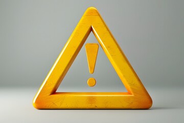 Yellow triangular warning sign with a yellow exclamation mark on it