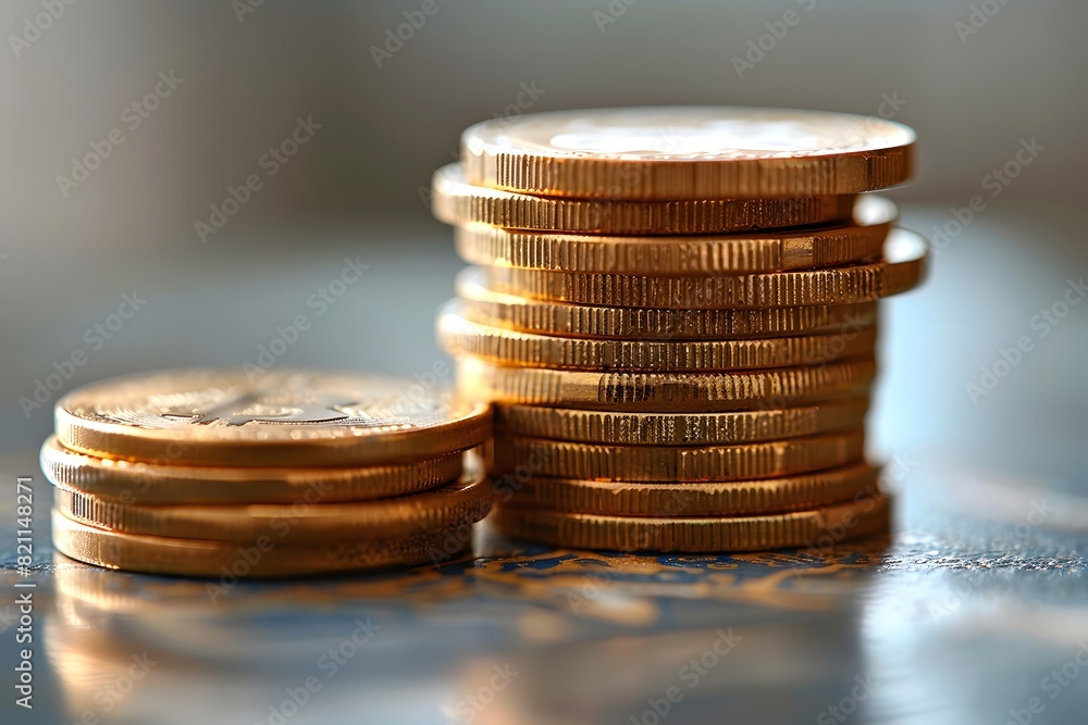 Poster stack of coins on table