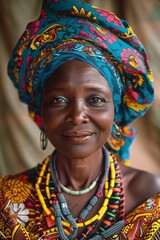 Fototapeta premium portrait, 40-year-old woman , close-up, shaman, beautiful, smile, bright