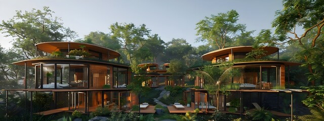 Obraz premium Sustainable Wellness Retreat A Secluded Green Abode for Nature Connection and Holistic Living