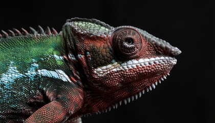 Fototapeta premium chameleon head on black background