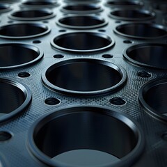 A metal surface with numerous holes, close-up view