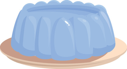 Illustration of a vibrant blue jelly dessert served on a simple beige plate
