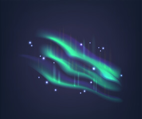 Aurora Borealis Or Northern Lights, Featuring Vibrant Shades Of Green And Blue At Dark Night Sky