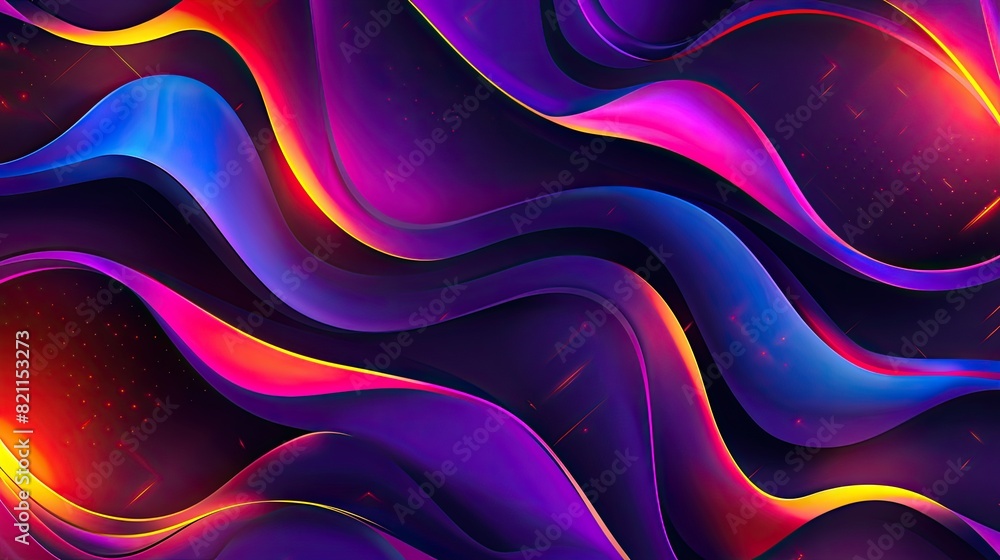 Poster vibrant abstract flowing waves with neon colors creating a mesmerizing and dynamic visual experience