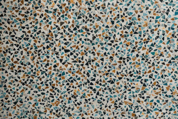 Fototapeta premium Terrazzo flooring marble stone wall texture abstract background. Colorful terrazzo floor tile on cement surface, architecture interior design pattern, wallpaper material for modern home decoration