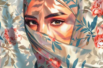'Abstract headscarf other textiles hijab brush design silk shawl floral designs strokes Scarf Pattern Vector Woman Texture Fashion Nature Art Illustration Beauty Retro' --