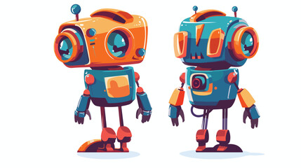 Cute funny robot toy. Old retro bot in 50s style.