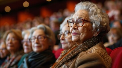 Fototapeta premium A group of audience members in the opera house listened with rapt attention
