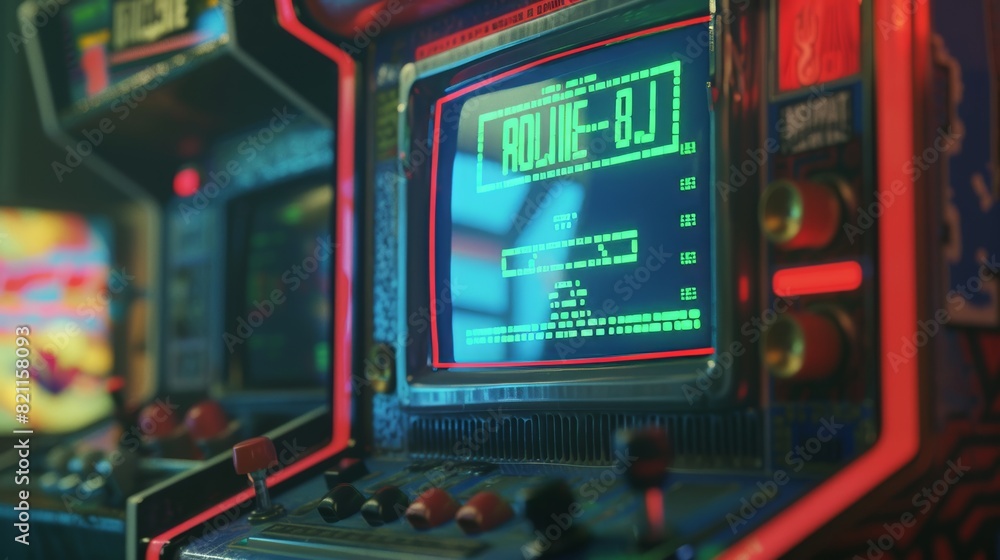 Poster the progress bar moves in a green color on a retro tv set screen with an eight bit eighties-inspired