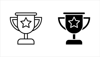Trophy cup line icon set, Vector illustration on white background