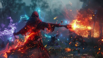 The video features our Role Playing Characters doing magic attacks with lots of explosions and spells. This is an example of a fantasy RPG MOBA video game.