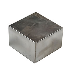 Metal titanium block isolated on transparent background.
