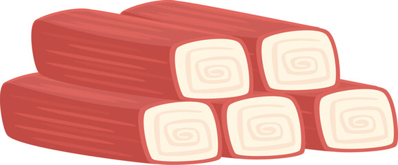 Vector image of stylized imitation crab sticks, perfect for foodthemed graphics © nsit0108