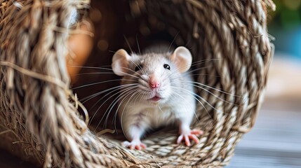 Whiskered Explorer: Rat in Basket