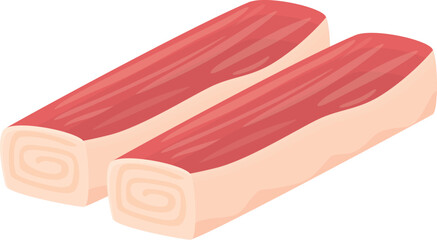 Digital illustration of two slices of bacon in isometric style, perfect for foodrelated designs