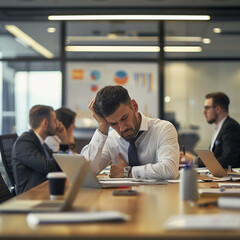 업무중 괴로운 남자