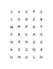 Icon set of Currency Symbols