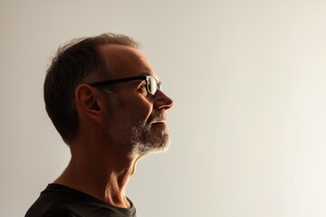 Obraz premium Portrait of Happiness: Serene Man in Dramatic Light