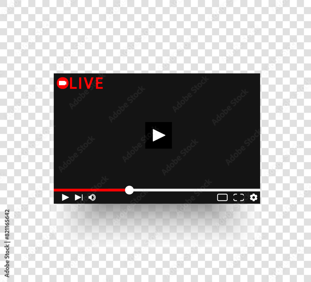 Aufkleber Video player app interface background. Window frame video player