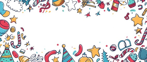 Doodle Page Print Border Design with Blank Space for New Year s